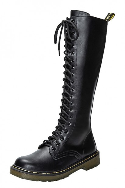 Bottes noires à lacets plates
