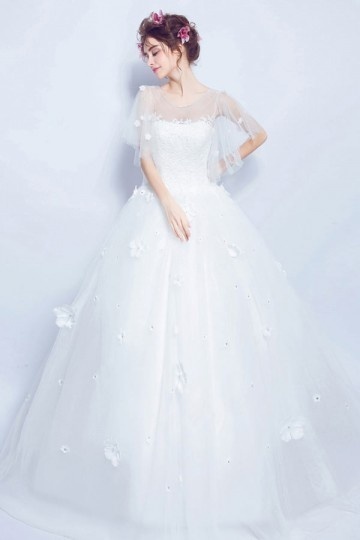 Royale robe de mariée 2017 princesse cape fleurie