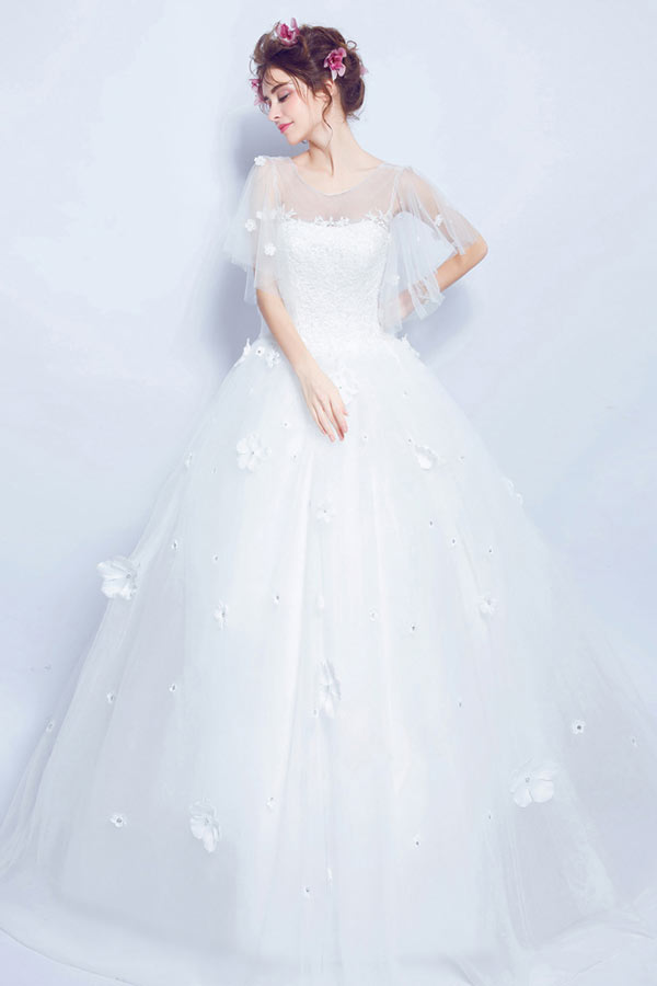 Royale robe de mariée 2017 princesse cape fleurie