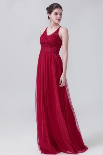 Robe bohème bordeaux dos décolléte effet goutte d'eau