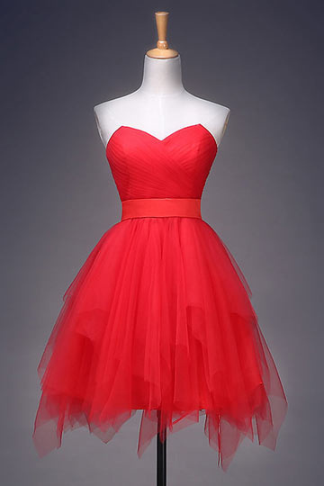 Robe unique rouge bustier effet fantasie pour témoin mariage