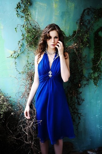 Halter Empire Electric Blue dress for wedding