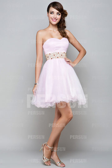 Sweetheart Pink Cute Short Homecoming Tutu Dress