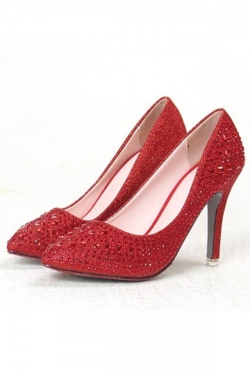 Chaussures de mariage orné de bijoux à bout pointu