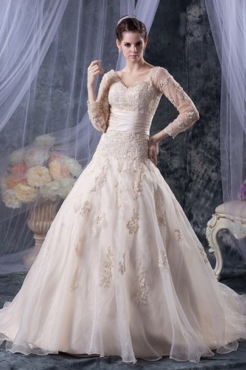 Robe de mariage champagne  manche longue