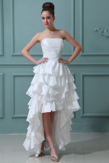 Robe de mariée plage bustier à volant en taffetas