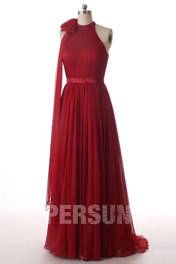 Sheath Wedding Gown in Cripple Burgundy Chiffon