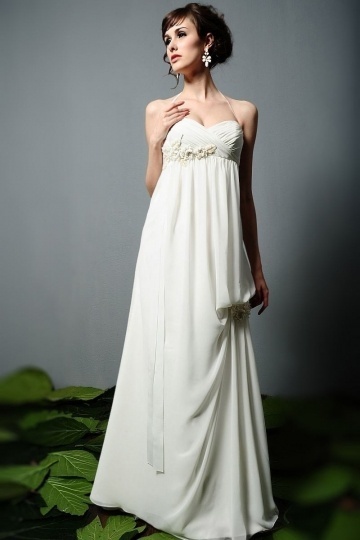Robe de mariée enceinte simple avec drapé latéral
