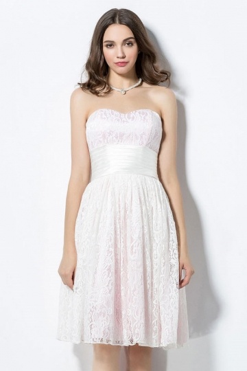 Robe pour mariage bustier courte en dentelle 