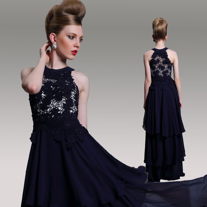 robe de soirée longue à volants