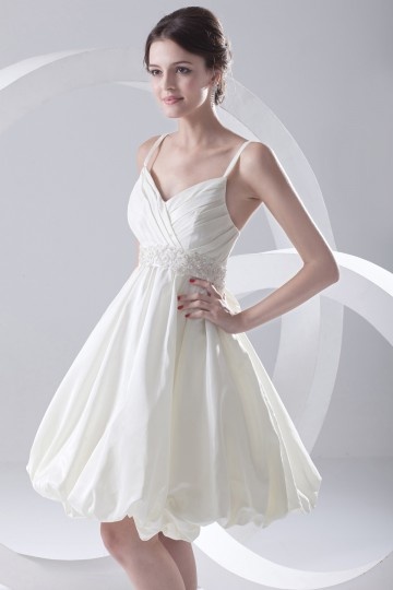 Robe de mariée courte bretelle fine Empire à jupe bouffante