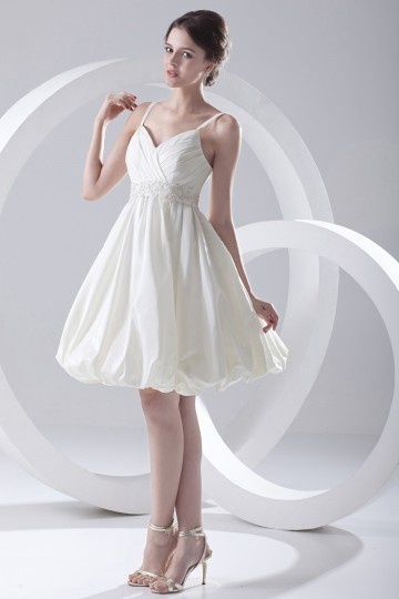 Robe de mariée courte bretelle fine Empire à jupe bouffante