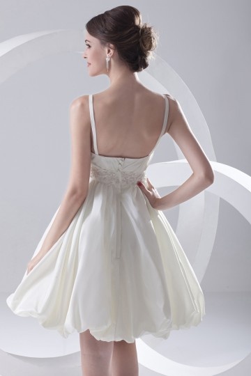 Robe de mariée courte bretelle fine Empire à jupe bouffante